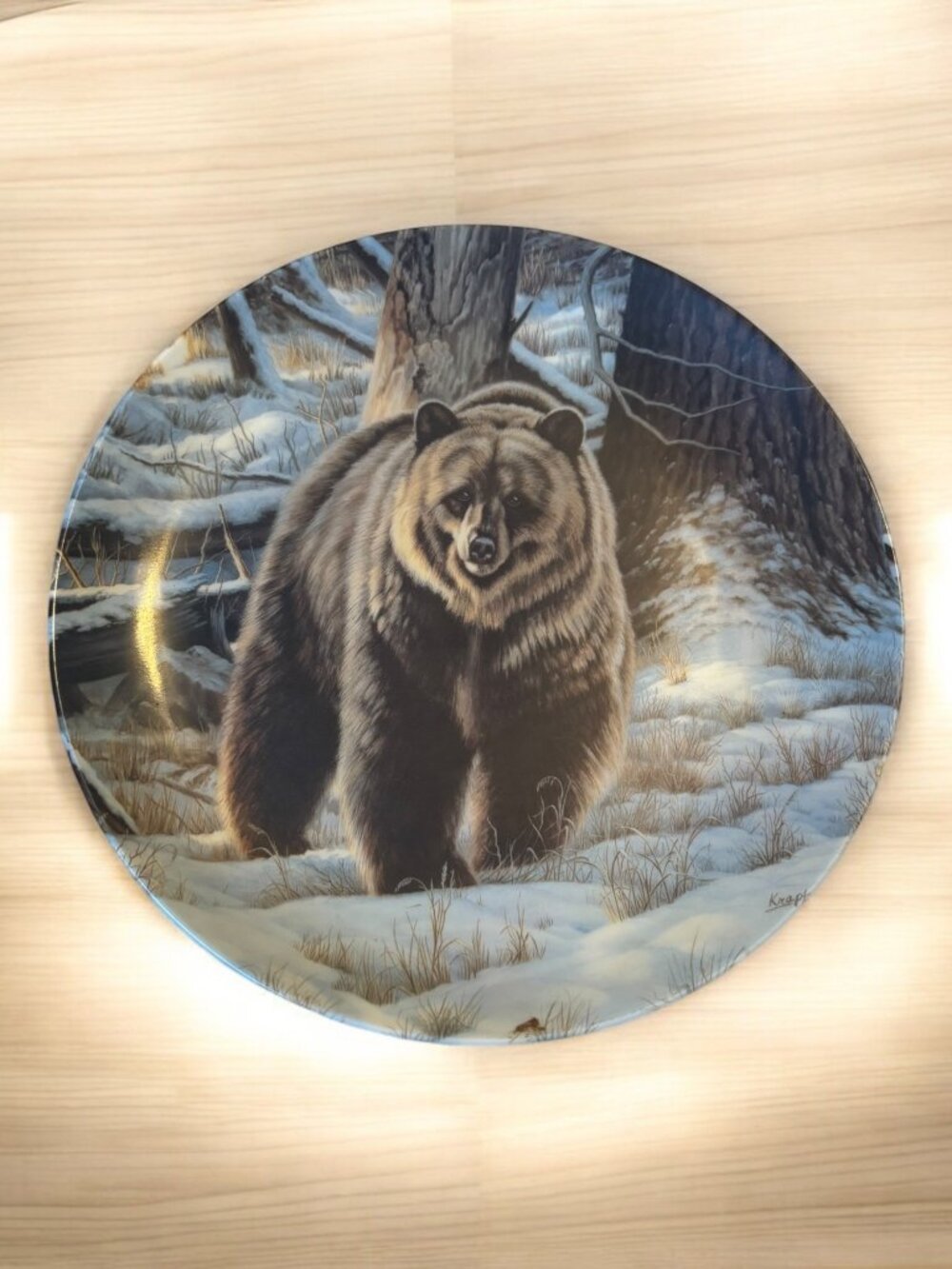 Vintage Dominion China Plate The Grizzly Bear By Paul Krapf 1988 Collector Plate